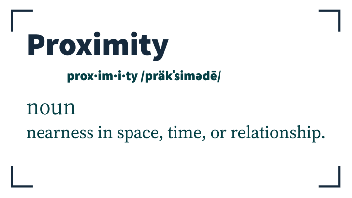 plain text with the definition and pronunciation of the word Proximity 
