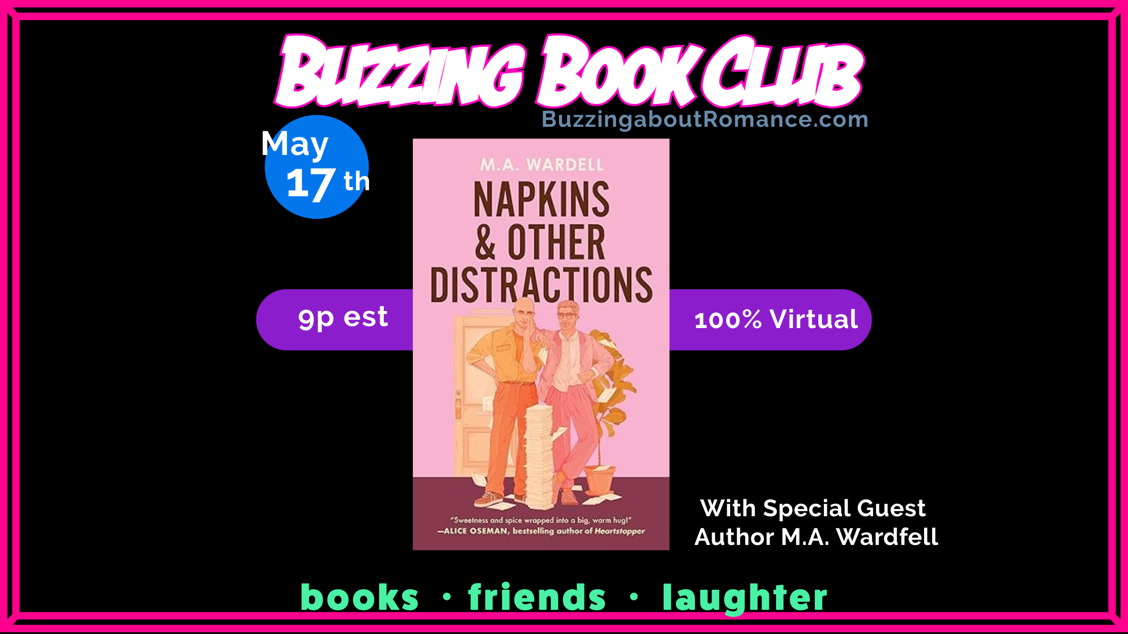 May 2025 Buzzing Book Club - Bookcase and Coffee